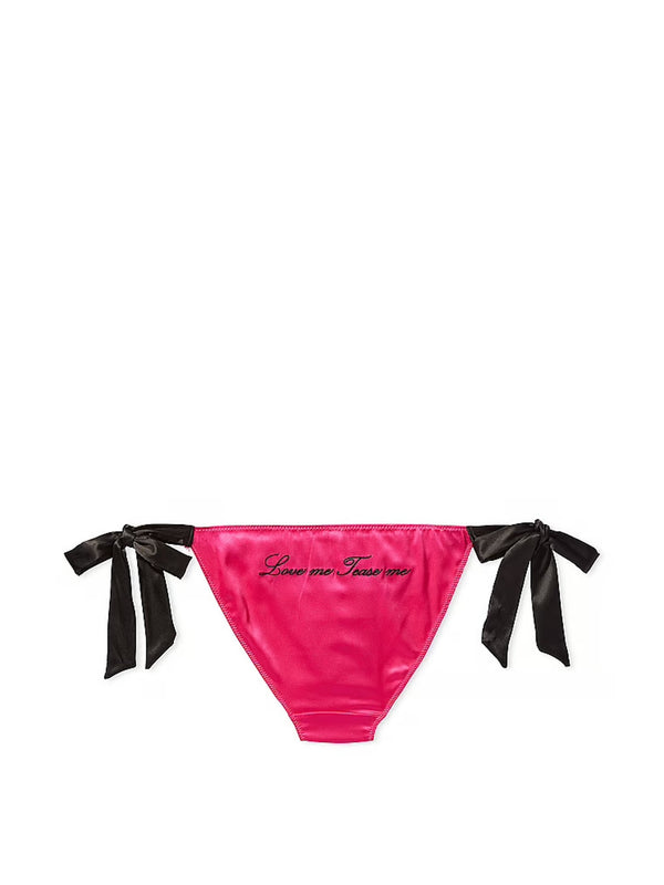 Victoria's Secret Embroidery Side-Tie Cheeky Panty Color Pink/Black New