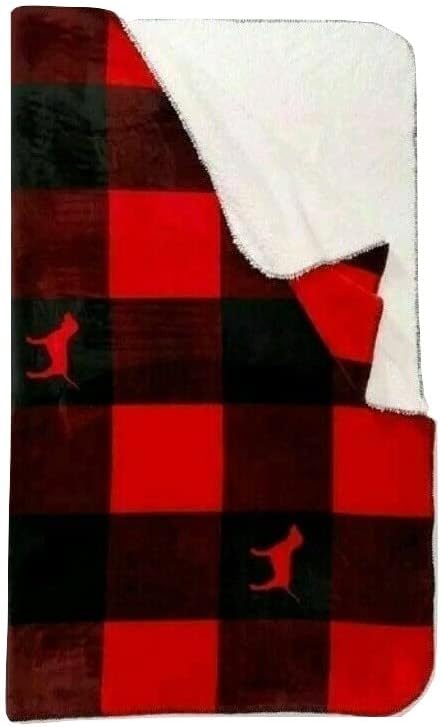 Pink Sherpa Blanket Color Plaid Dog Logo Red Cozy 50”x60” Super Soft New