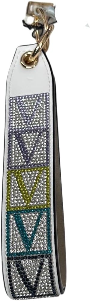 Victoria's Secret Wristlet Strap Rhinestones Keychain Color White Shine New