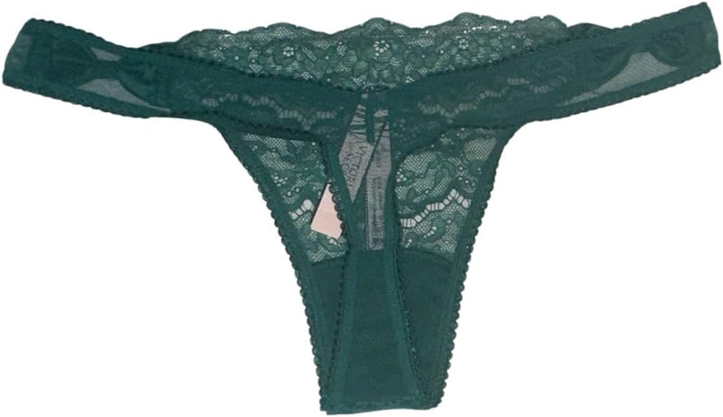 Victoria's Secret Satin Bows Lace Thong Color Green Size X-Small New