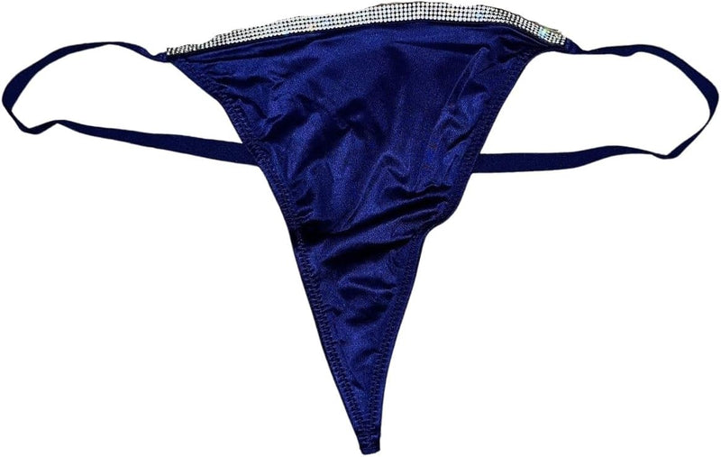 Victoria's Secret Rhinestone Shine V-String Panty Color Night Ocean/Blue New