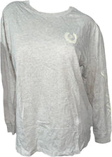 Victoria's Secret Pink Cotton Campus Long Sleeve Oversize Crew Neck Tee Color Gray Oatmeal Beige New