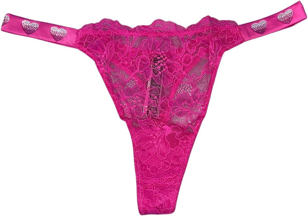 Victoria's Secret Bombshell Shine Strap Very Sexy Lace Thong Panty Color Fuschia New