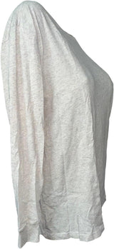 Victoria's Secret Pink Cotton Campus Long Sleeve Oversize Crew Neck Tee Color Gray Oatmeal Beige New