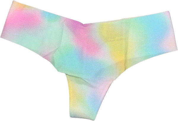 Victoria's Secret Pink No Show Thong Panty/Underwear Tie Dye/Multicolor New (as1, alpha, l, regular, regular)