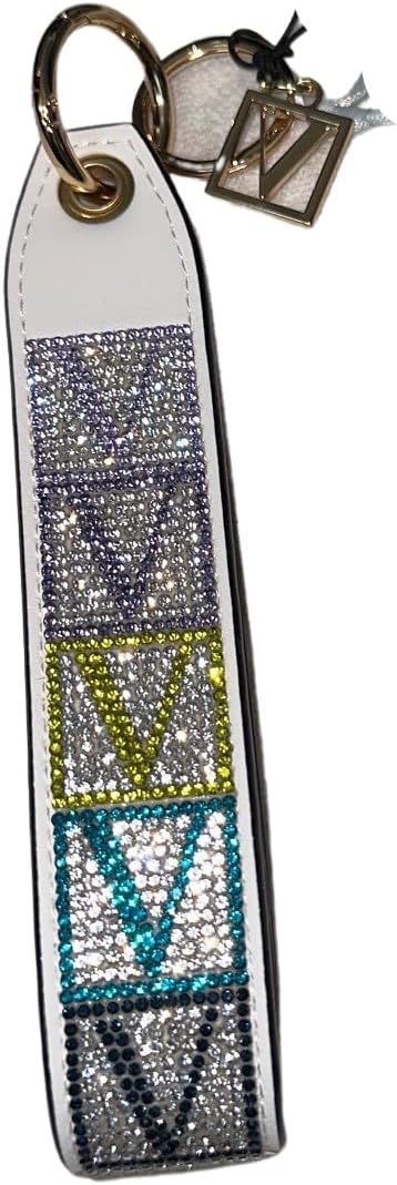 Victoria's Secret Wristlet Strap Rhinestones Keychain Color White Shine New