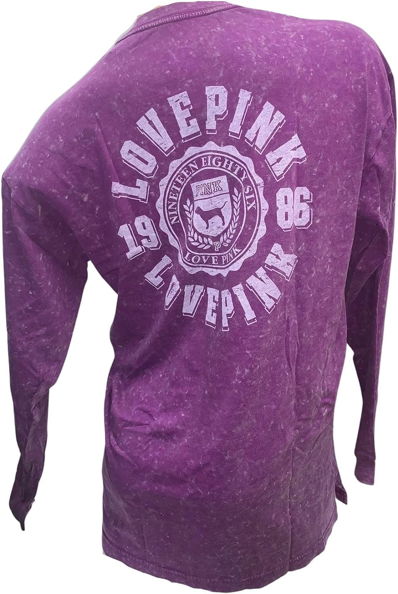 Pink Campus Tee Long Sleeve Crew Neck Color Virtual Violet Seal Logo New