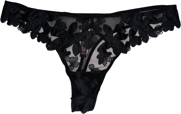 Victoria's Secret Floral Embroidered Thong Panty/Underwear Color Black Size Medium New