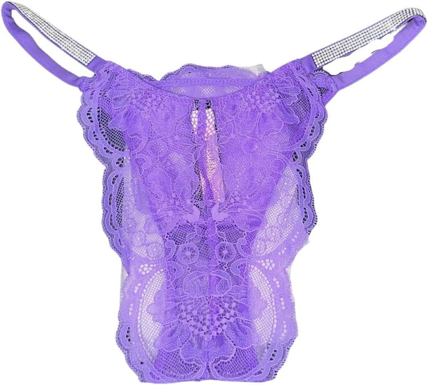 Victoria's Secret Shine Strap Very Sexy Lace Brazilian Panty Color Purple New