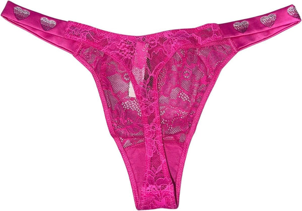 Victoria's Secret Bombshell Shine Strap Very Sexy Lace Thong Panty Color Fuschia New