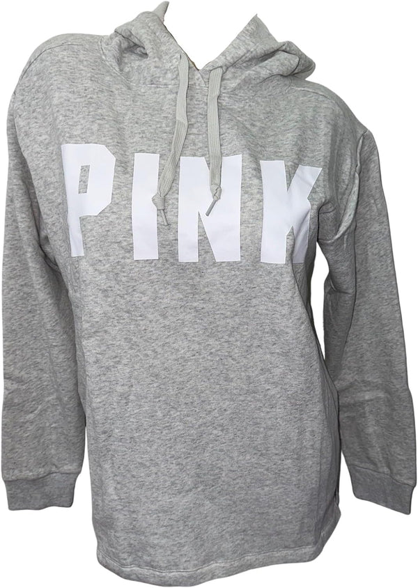 Victoria's Secret Pink Fleece Campus Pullover Sweatshirt Hoodie Color Gray New