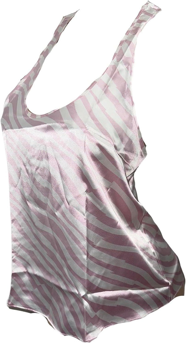 Victoria's Secret Satin Racerback Pajama Top Color Pink Zebra New