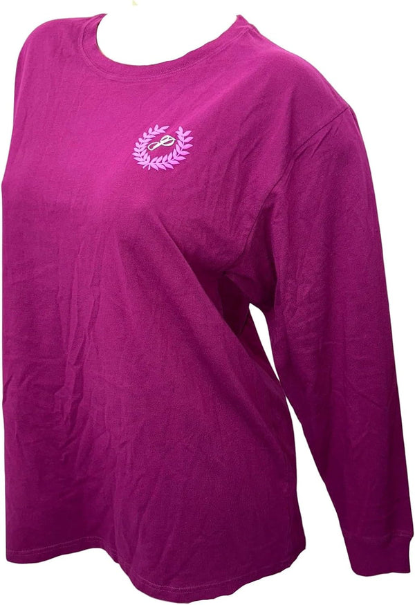 Victoria's Secret Pink Cotton Campus Long Sleeve Oversize Crew Neck Tee Color Maroon New (Small)