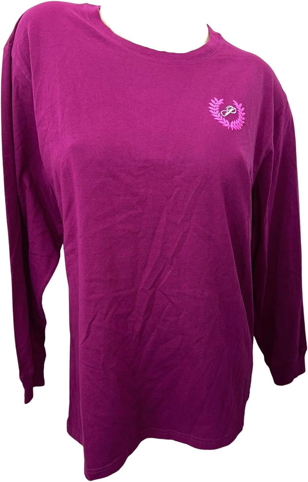 Victoria's Secret Pink Cotton Campus Long Sleeve Oversize Crew Neck Tee Color Maroon New (Small)