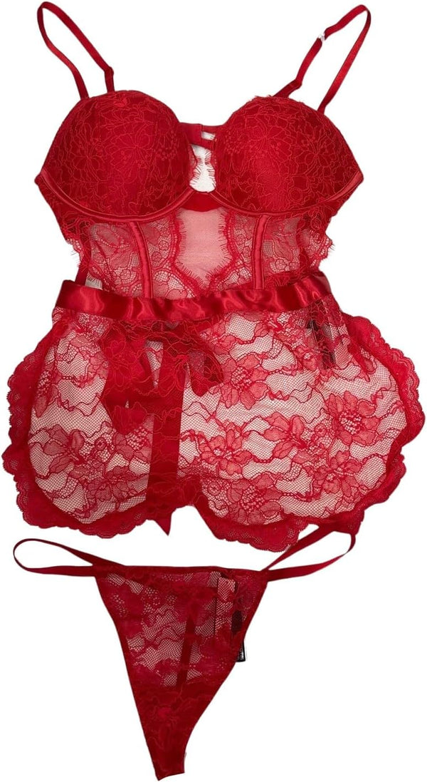 Victoria's Secret Bombshell Apron Teddy With Panty Color Red New