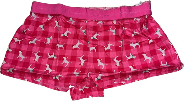 Victoria's Secret Pink Flannel Pajama Sleep Short Boxy Color Pink Logo Dog Size Large New