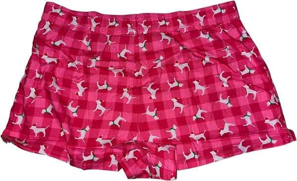 Victoria's Secret Pink Flannel Pajama Sleep Short Boxy Color Pink Logo Dog Size Large New